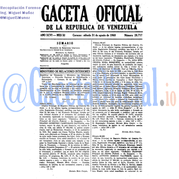 Gaceta Oficial 28717 del 31 Agosto 1968