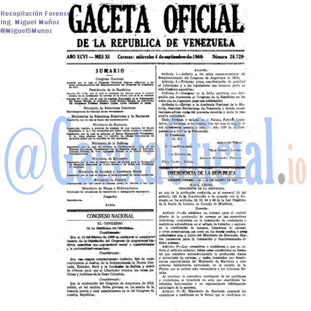 Gaceta Oficial 28720 del 4 Septiembre 1968