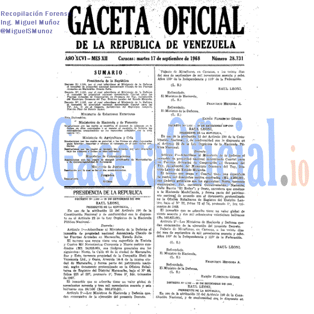 Gaceta Oficial 28731 del 17 Septiembre 1968