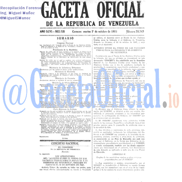 Gaceta Oficial 28743 del 1 Octubre 1968