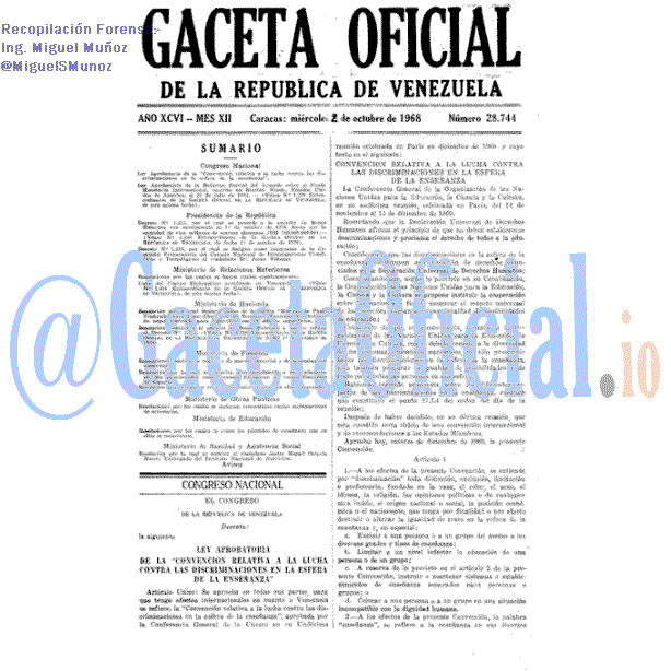 Gaceta Oficial 28744 del 2 Octubre 1968