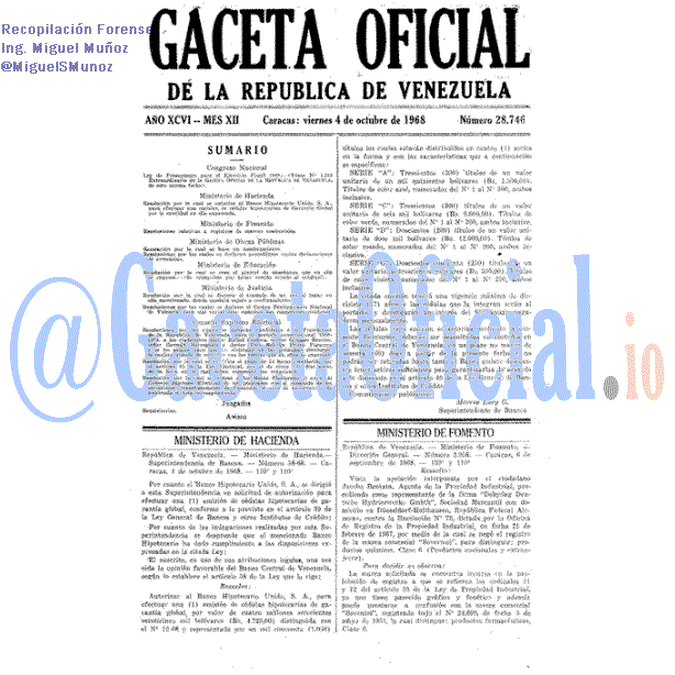 Gaceta Oficial 28746 del 4 Octubre 1968