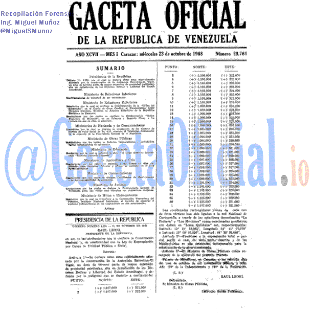 Gaceta Oficial 28761 del 23 Octubre 1968
