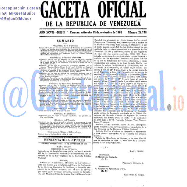 Gaceta Oficial 28778 del 13 Noviembre 1968