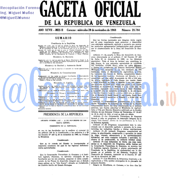 Gaceta Oficial 28784 del 20 Noviembre 1968
