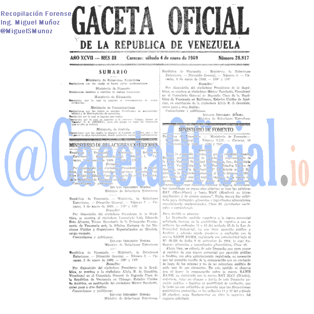 Gaceta Oficial 28817 del 4 Enero 1969