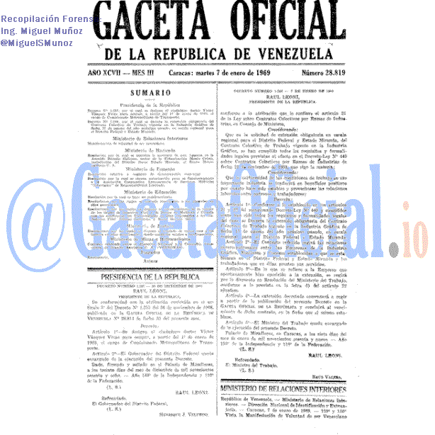 Gaceta Oficial 28819 del 7 Enero 1969