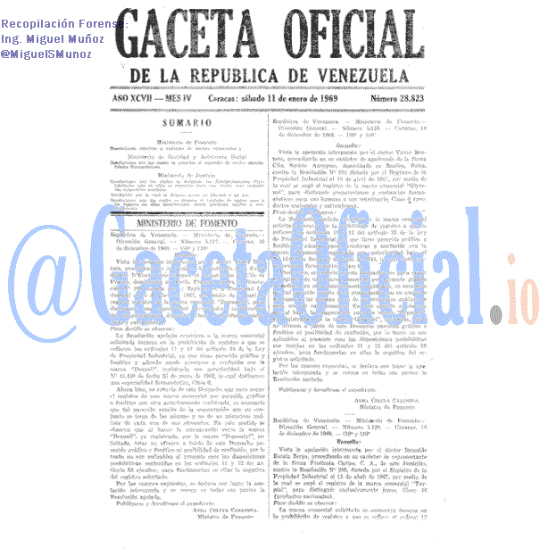 Gaceta Oficial 28823 del 11 Enero 1969