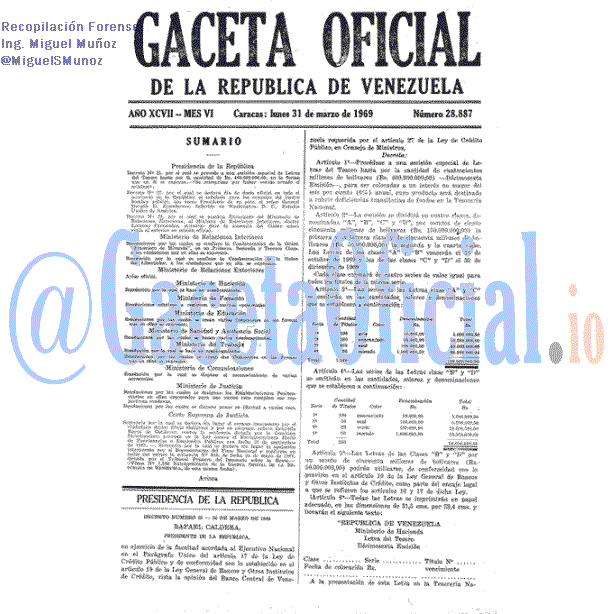 Gaceta Oficial 28887 del 31 Marzo 1969