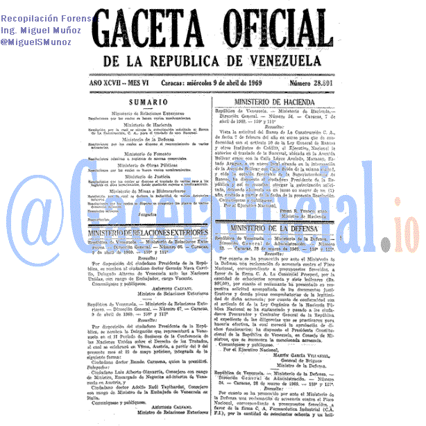 Gaceta Oficial 28891 del 9 Abril 1969