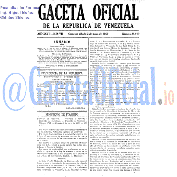 Gaceta Oficial 28910 del 3 Mayo 1969