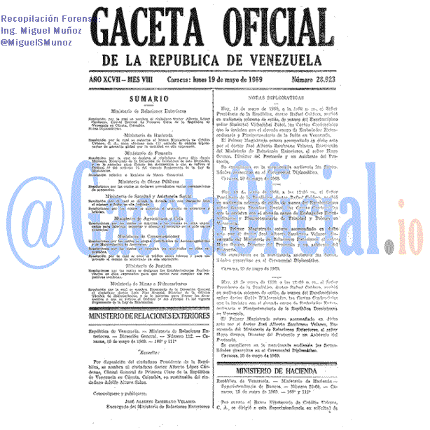 Gaceta Oficial 28923 del 19 Mayo 1969