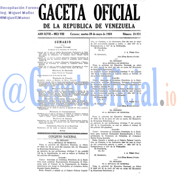 Gaceta Oficial 28924 del 20 Mayo 1969