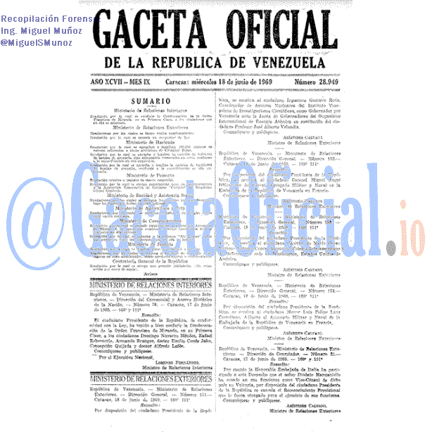 Gaceta Oficial 28949 del 18 Junio 1969
