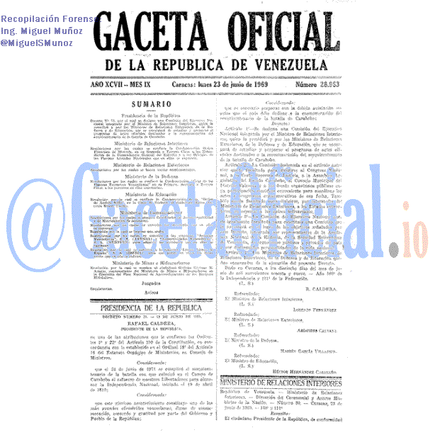 Gaceta Oficial 28953 del 23 Junio 1969