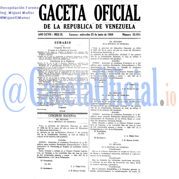Gaceta Oficial 28954 del 25 Junio 1969
