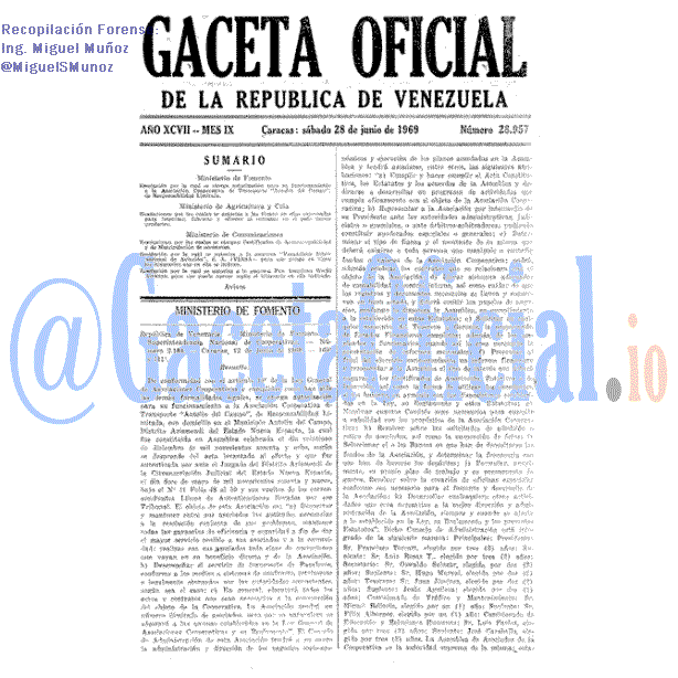 Gaceta Oficial 28957 del 28 Junio 1969