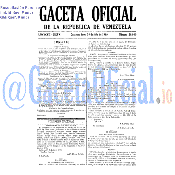 Gaceta Oficial 28980 del 28 Julio 1969
