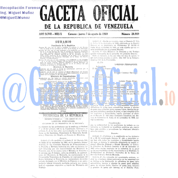 Gaceta Oficial 28989 del 7 Agosto 1969