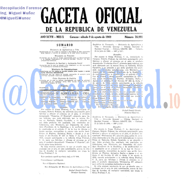 Gaceta Oficial 28991 del 9 Agosto 1969