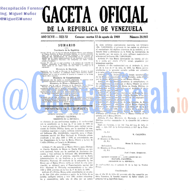 Gaceta Oficial 28993 del 12 Agosto 1969