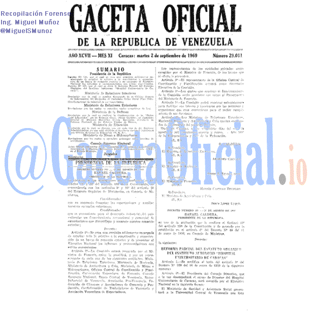 Gaceta Oficial 29011 del 2 Septiembre 1969