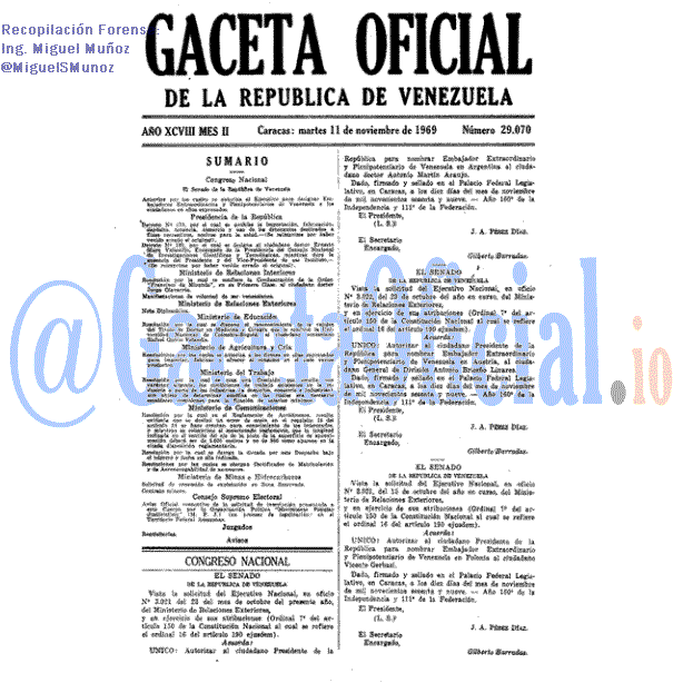 Gaceta Oficial 29070 del 11 Noviembre 1969