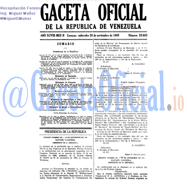 Gaceta Oficial 29083 del 26 Noviembre 1969