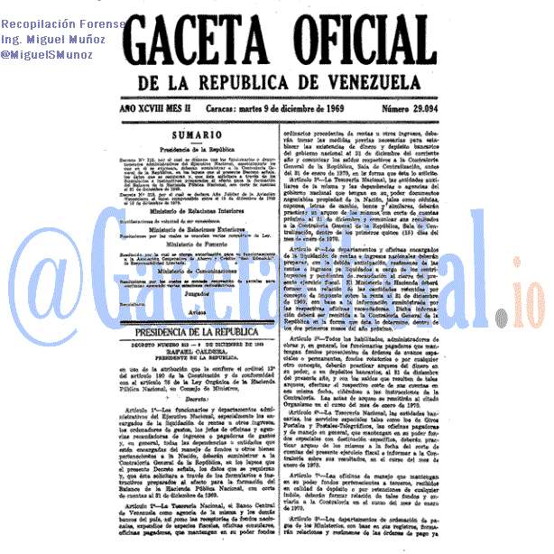 Gaceta Oficial 29094 del 9 Diciembre 1969