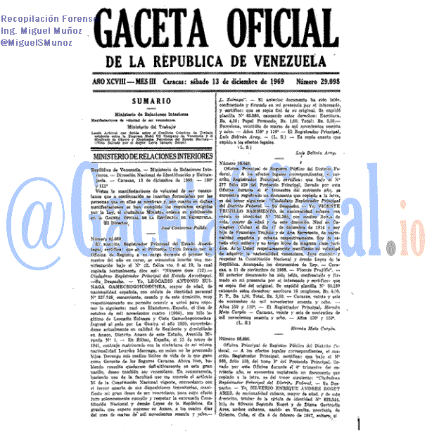 Gaceta Oficial 29098 del 13 Diciembre 1969