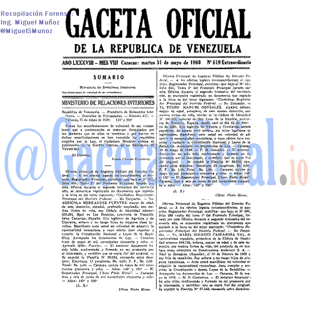 Gaceta Oficial 619 del 31 Mayo 1960