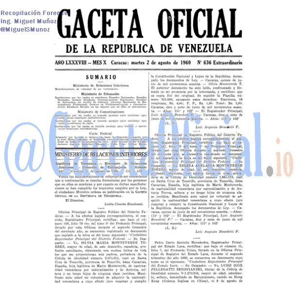 Gaceta Oficial 636 del 2 Agosto 1960