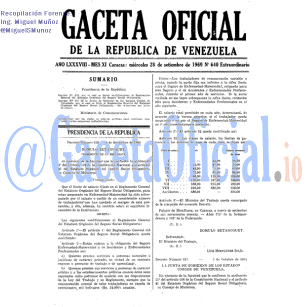 Gaceta Oficial 640 del 28 Septiembre 1960