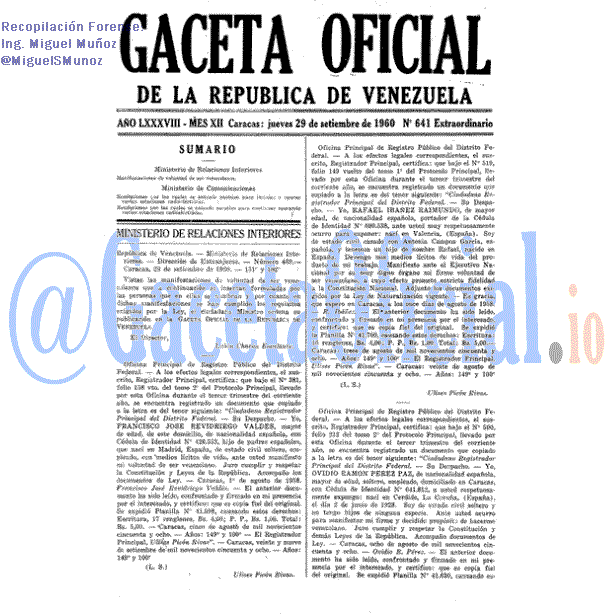 Gaceta Oficial 641 del 29 Septiembre 1960