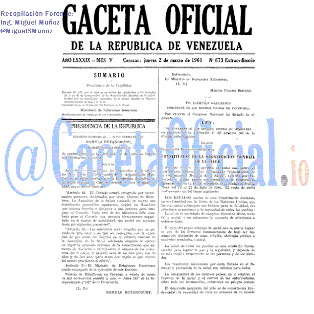 Gaceta Oficial 673 del 2 Marzo 1961
