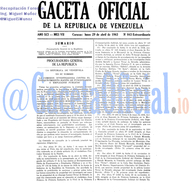 Gaceta Oficial 843 del 29 Abril 1963
