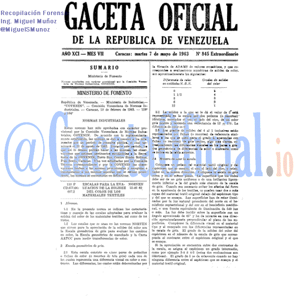 Gaceta Oficial 845 del 7 Mayo 1963