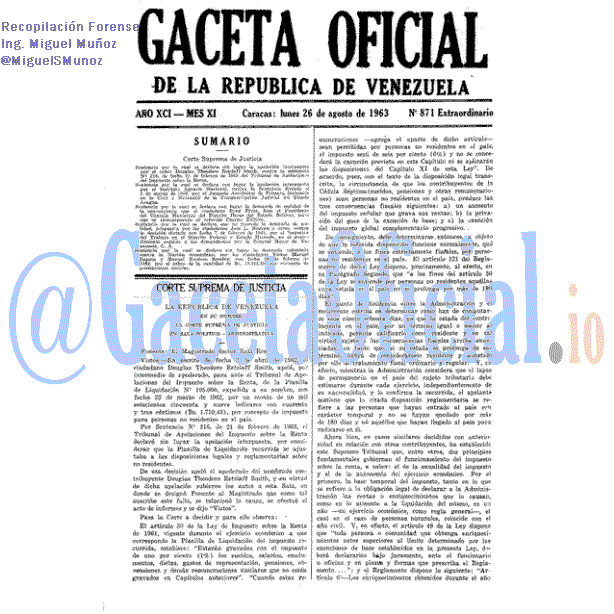Gaceta Oficial 871 del 26 Agosto 1963