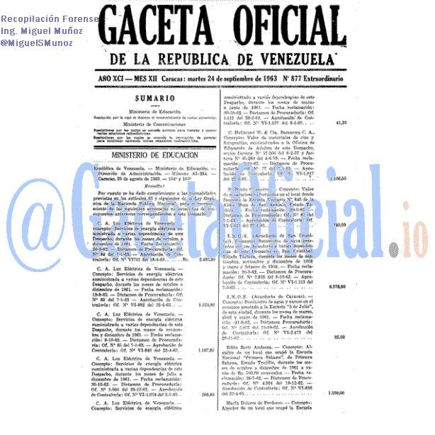 Gaceta Oficial 877 del 24 Septiembre 1963