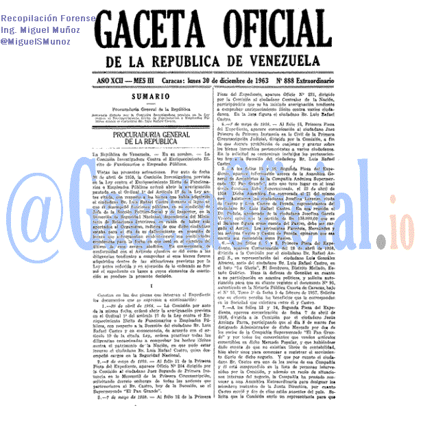 Gaceta Oficial 888 del 30 Diciembre 1963