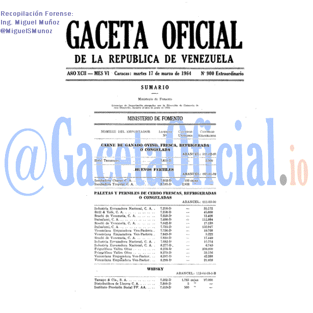 Gaceta Oficial 900 del 17 Marzo 1964