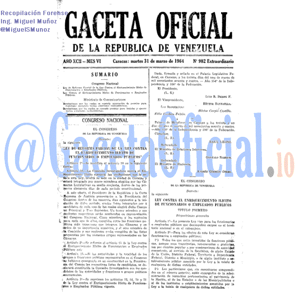 Gaceta Oficial 902 del 31 Marzo 1964