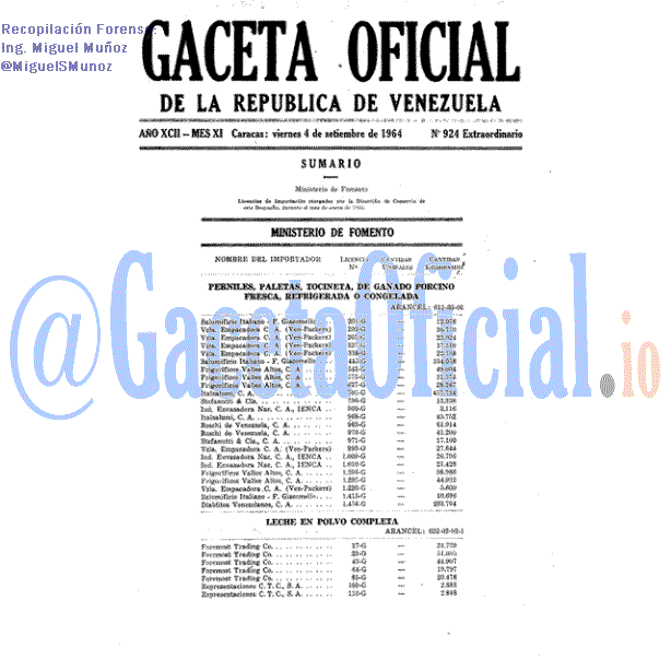 Gaceta Oficial 924 del 4 Septiembre 1964