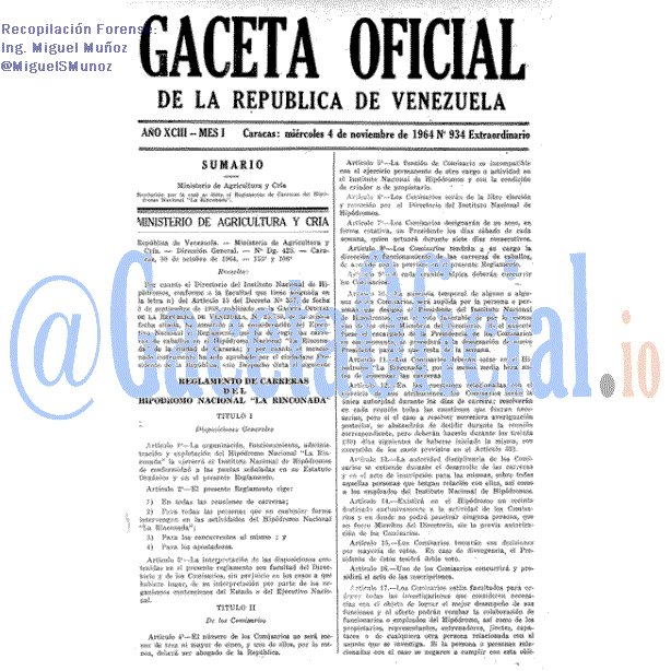 Gaceta Oficial 934 del 4 Noviembre 1964