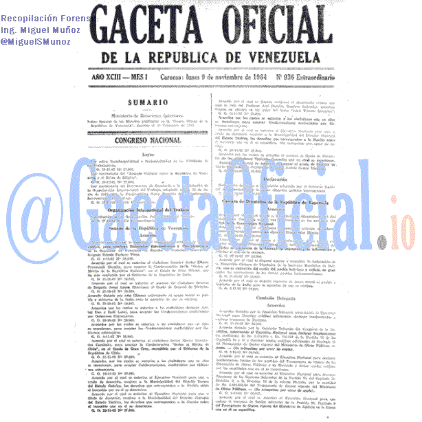 Gaceta Oficial 936 del 9 Noviembre 1964