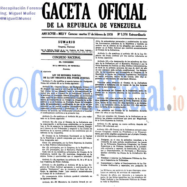 Gaceta Oficial 1376 del 17 Febrero 1970