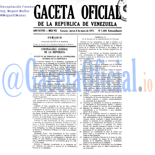 Gaceta Oficial 1466 del 6 Mayo 1971
