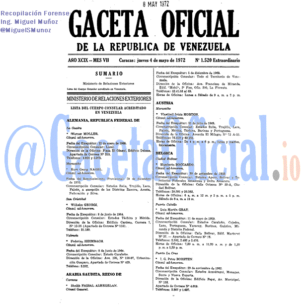 Gaceta Oficial 1520 del 4 Mayo 1972