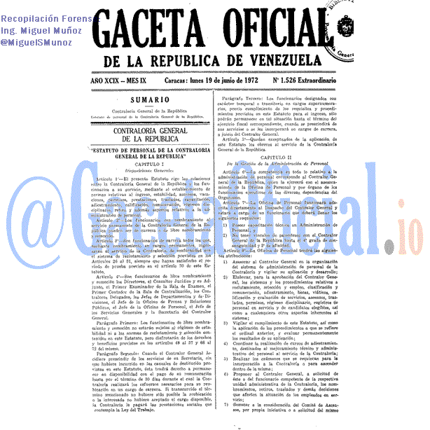 Gaceta Oficial 1526 del 19 Junio 1972