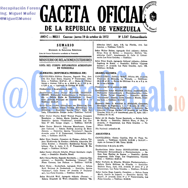 Gaceta Oficial 1547 del 19 Octubre 1972
